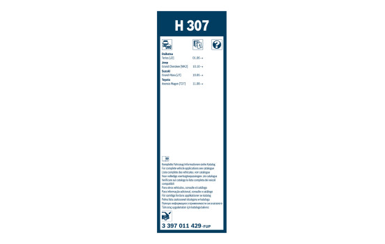 Paquete económico de escobillas limpiaparabrisas Bosch AR801S + H307, Imagen 20