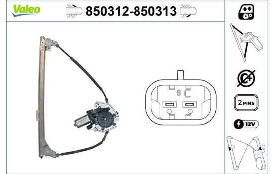Mecanismo de control de ventana 850312 Valeo, Imagen 2