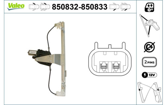 Mecanismo de control de ventana 850833 Valeo, Imagen 2