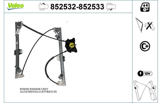 Mecanismo de control de ventana izquierda 852532 Valeo, Imagen 2