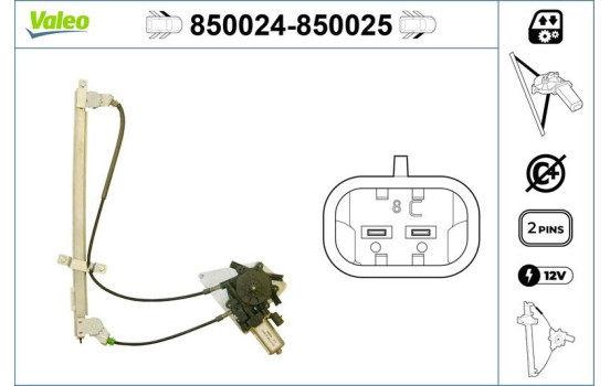 Mecanismo de funcionamiento de la ventana 850024 Valeo, Imagen 2