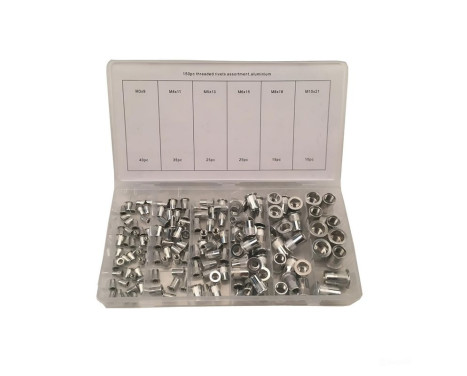 Sortiment Blindnitmuttrar Aluminium 150 st, bild 2