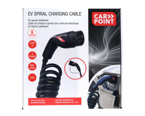 Carpoint Spiral Laddkabel Elbil Typ2>2 32A 3ph 6 meter