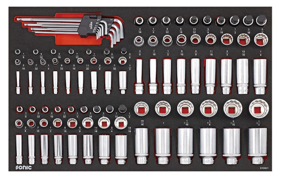 Sonic Socket set 1/4", 3/8" & 1/2", 12-punkts 100 st