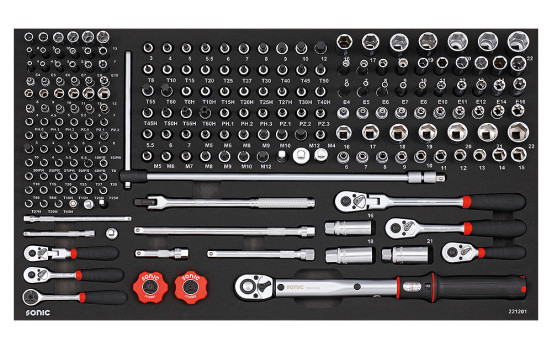 Sonic Socket Set 1/4" & 3/8", SFS Jumbo 212-delad
