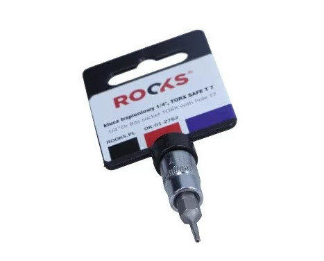 Rooks Bit Sockel 1/4", Torx med hål T7