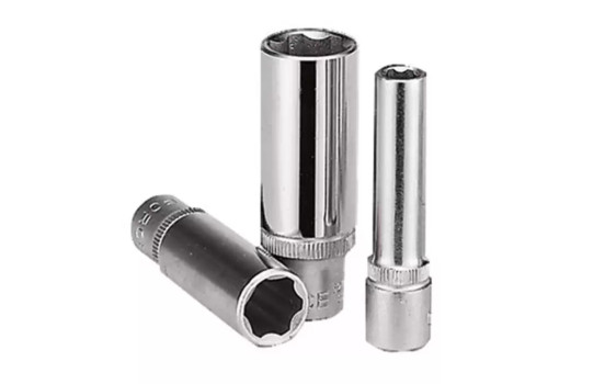 Krafthylsa lång 3/8", 6-sidig vågprofil 14mm