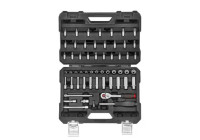Force 56-delars 1/4" DR. 6-punkts flankhylsor kombinationssats