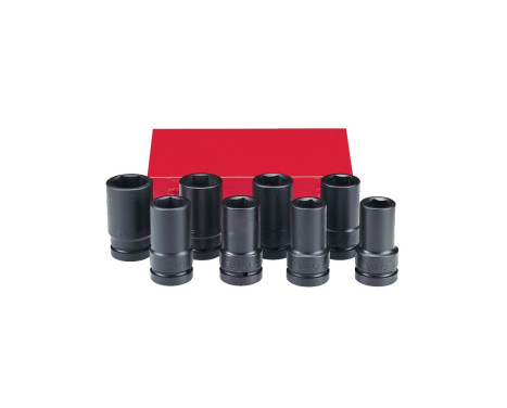Force 1" Impact socket set lång SAE 8-delad