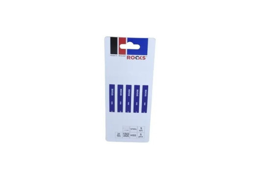 Rooks Jigsaw Blade Hss, Typ T, Stål, 21 Tpi x 130 Mm, Kpl 5 stycken