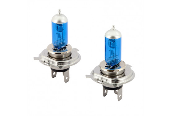SuperWhite Blauw H4 60-55W/12V/4000K Halogeen Lampen, set á 2 stuks (E13)