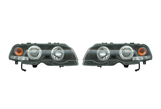 Set koplampen passend voor BMW 3-Serie E46 Coupe/Cabrio 1999-2002 - Zwart - incl. Angel-Eyes