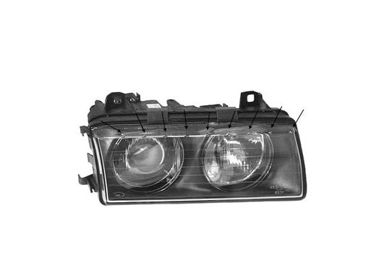 Koplamp rechts Vanaf 9/'94+ NIET COMPACT H7+H7 0640966 Van Wezel