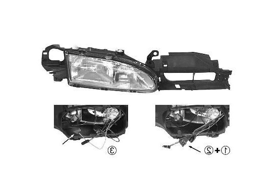 Koplamp rechts tot '10/94 +ELEKTRISCHREG. 2XH1 1825944 Van Wezel