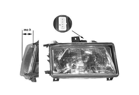 Koplamp rechts tot 7/'96  +Elinks REG. Type VALEO 4912944 Van Wezel