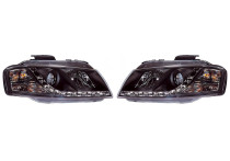 Set koplampen DRL-Look passend voor Audi A3 8P 2003-2008 - Zwart