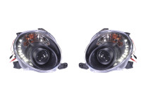 Set koplampen DRL-Look passend voor Fiat 500 2007- - Zwart