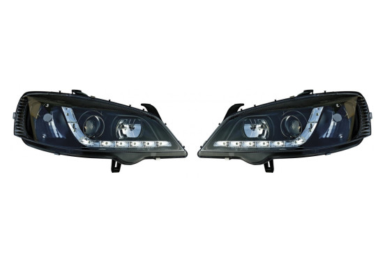 Set koplampen DRL-Look passend voor Opel Astra G 1998-2003 - Zwart