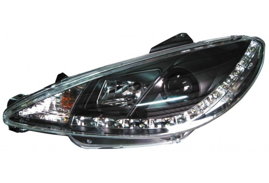 Set koplampen DRL-Look passend voor Peugeot 206 1998- incl. GTi - Zwart, afbeelding 2