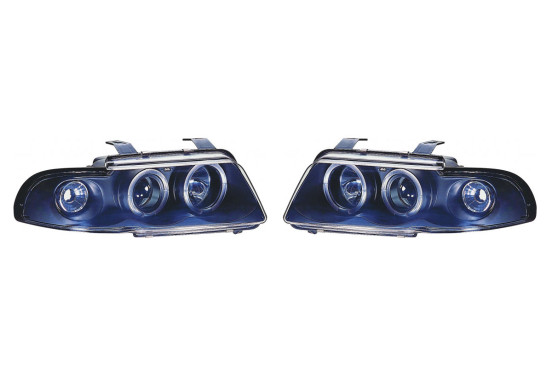 Set koplampen passend voor Audi A4 B5 1995-1998 - Zwart - incl. Knipperlichten & Angel-Eyes