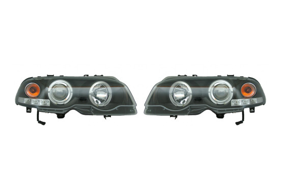 Set koplampen passend voor BMW 3-Serie E46 Coupe/Cabrio 1999-2002 - Zwart - incl. Angel-Eyes