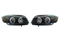 Set koplampen passend voor BMW 3-Serie E90/E91 Sedan/Touring 2005-2008 - Zwart - incl. Angel-Eyes