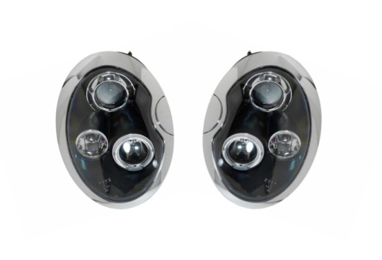 Set koplampen passend voor BMW New Mini R50-R53 2001-2006 - Zwart - incl. Angel-Eyes