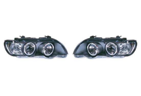 Set koplampen passend voor BMW X5 E53 2000-2004 - Zwart - incl. Angel-Eyes