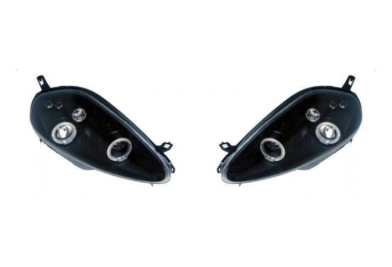 Set koplampen passend voor Fiat Grande Punto 2005-2008 - Zwart - incl. Angel-Eyes