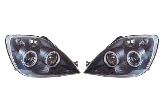 Set koplampen passend voor Ford Fiesta V 2002-2008 - Zwart - incl. Angel-Eyes