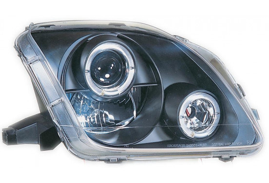 Set koplampen passend voor Honda Prelude 1997-2001 - Zwart - incl. Angel-Eyes, afbeelding 2