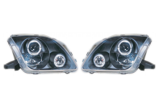 Set koplampen passend voor Honda Prelude 1997-2001 - Zwart - incl. Angel-Eyes