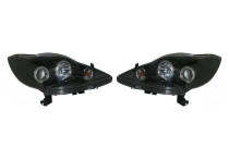 Set koplampen passend voor Peugeot 107 2005-2014 - Zwart - incl. Angel-Eyes