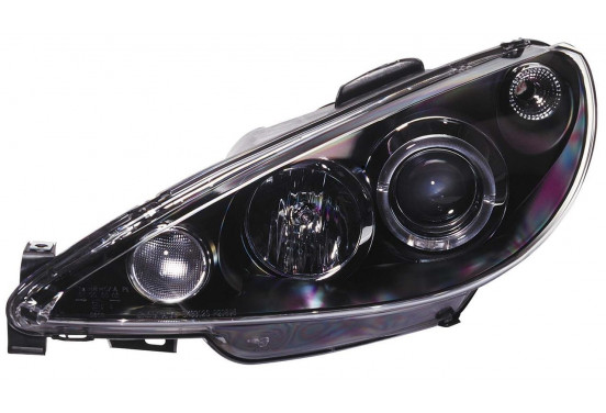 Set koplampen passend voor Peugeot 206 1998-2002 excl. GTi - Zwart - incl. Angel-Eyes, afbeelding 2
