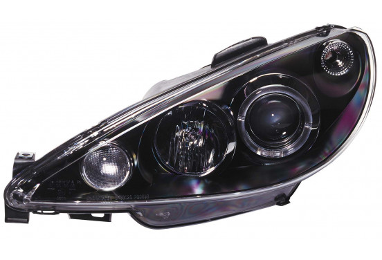 Set koplampen passend voor Peugeot 206 2002- incl GTi 1999- - Zwart - incl. Angel-Eyes, afbeelding 2