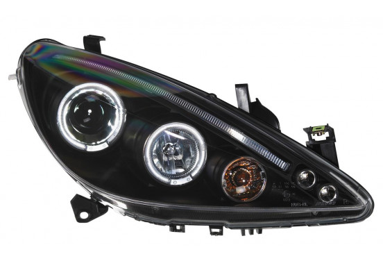 Set koplampen passend voor Peugeot 307 2001-2005 - Zwart - incl. Angel-Eyes, afbeelding 2