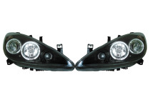 Set koplampen passend voor Peugeot 307 2001-2005 - Zwart - incl. Angel-Eyes