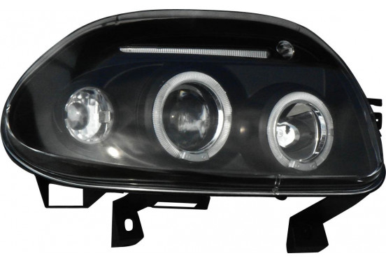 Set koplampen passend voor Renault Clio II 1998-2001 - Zwart - incl. Angel-Eyes, afbeelding 2
