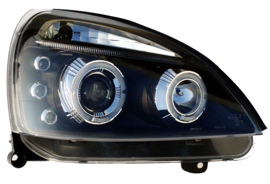Set koplampen passend voor Renault Clio II Facelift 2001-2005 - Zwart - incl. Angel-Eyes, afbeelding 2