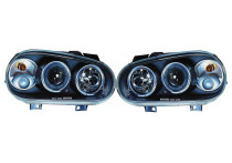 Set koplampen passend voor Volkswagen Golf IV 1998-2003 - Zwart - incl. Angel-Eyes