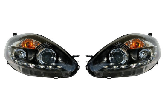 Set koplampen DRL-Look passend voor Fiat Grande Punto 2005-2008 - Zwart