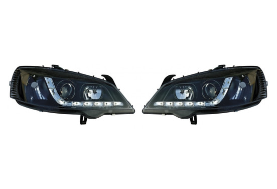 Set koplampen DRL-Look passend voor Opel Astra G 1998-2003 - Zwart