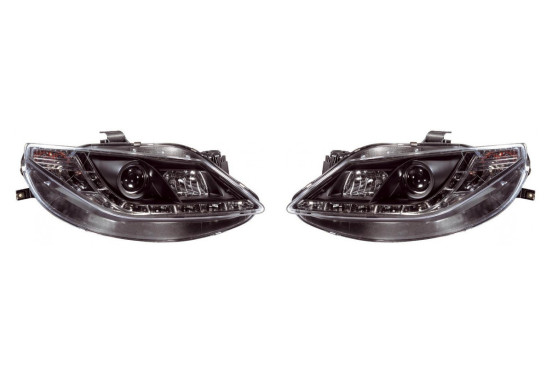 Set koplampen passend voor incl. DRL Seat Ibiza 6J 3/5-deurs 2008-2012 - Zwart