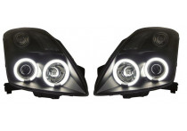 Set koplampen passend voor Suzuki Swift II 2005-2010 - Zwart - incl. CCFL Angel-Eyes
