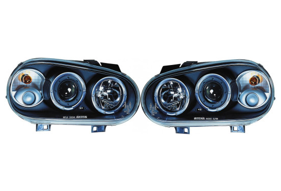 Set koplampen passend voor Volkswagen Golf IV 1998-2003 - Zwart - incl. Angel-Eyes