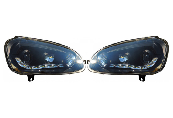 Set koplampen DRL-Look passend voor Volkswagen Golf V 2003-2008 - Zwart