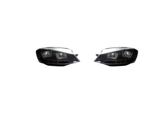 Set koplampen passend voor 'Dual U' incl. DRL Volkswagen Golf VII 2012- - Zwart - incl. Motor