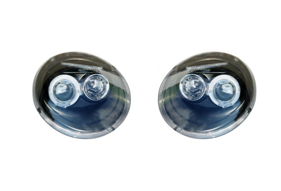 Set koplampen passend voor Volkswagen New Beetle 1997-2011 - Zwart - incl. Angel-Eyes