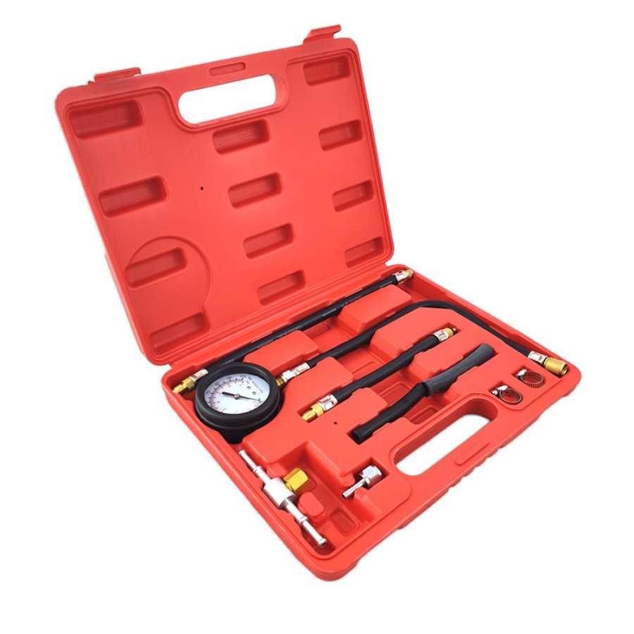 Brandstofdrukmeter, 0-100 PSI/bar Universele auto brandstofdrukregelaar Gauge Vloeistofvul brandstof/oliemeter