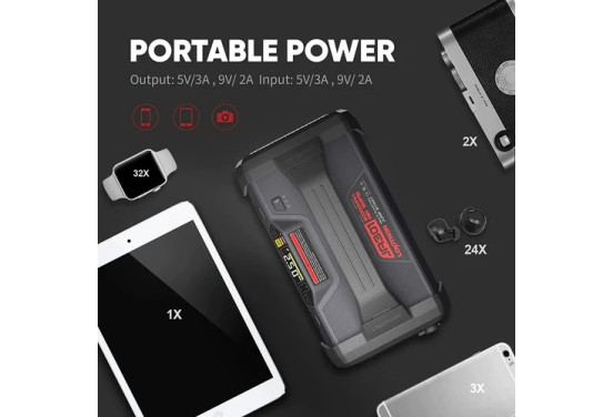 Lokithor JA301 2000A Lithium Jumpstarter met 10bar Compressor, afbeelding 6